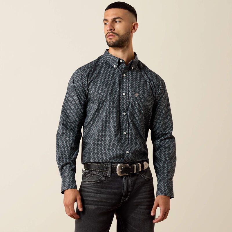 Wrinkle Free Barnaby Shirt-Phantom Paisley