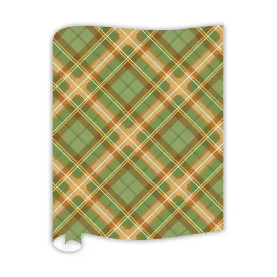 VG Green/Tan/Orange Preppy Plaid Table Runner
