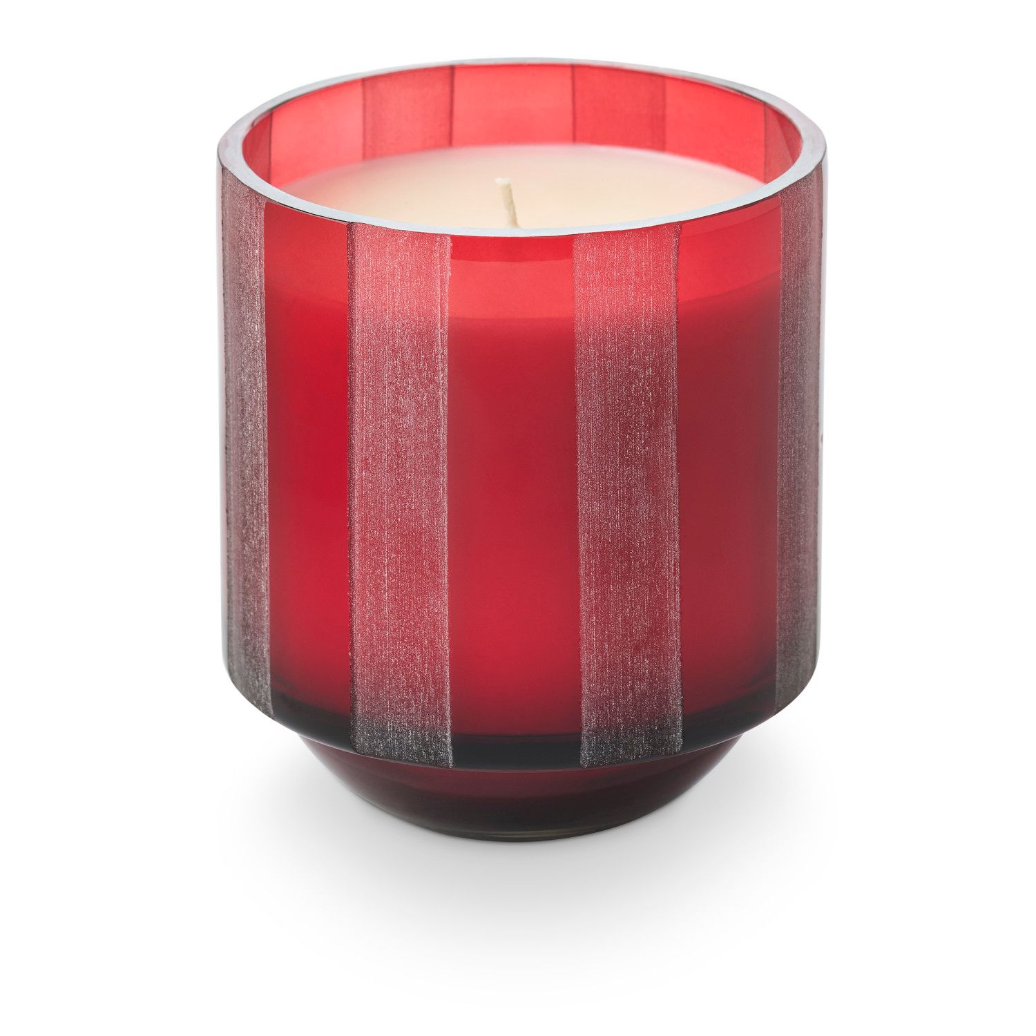 Cranberry Currant Etched Stripe Glass