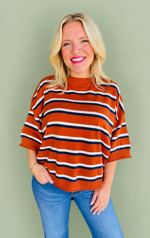 CH The Jordan Stripe Sweater-Burnt Orange