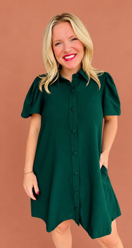 CH Cherish Me Dress-Hunter Green