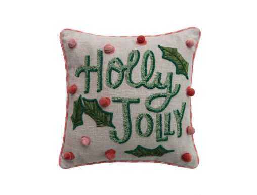 XT0250A-Holly Jolly Ric Rac Trim Square Pillow