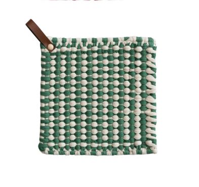 XS9136A-Crochet Pot Holder-Green/White Line