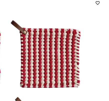 XS9136A-Crochet Pot Holder-Red/White Line