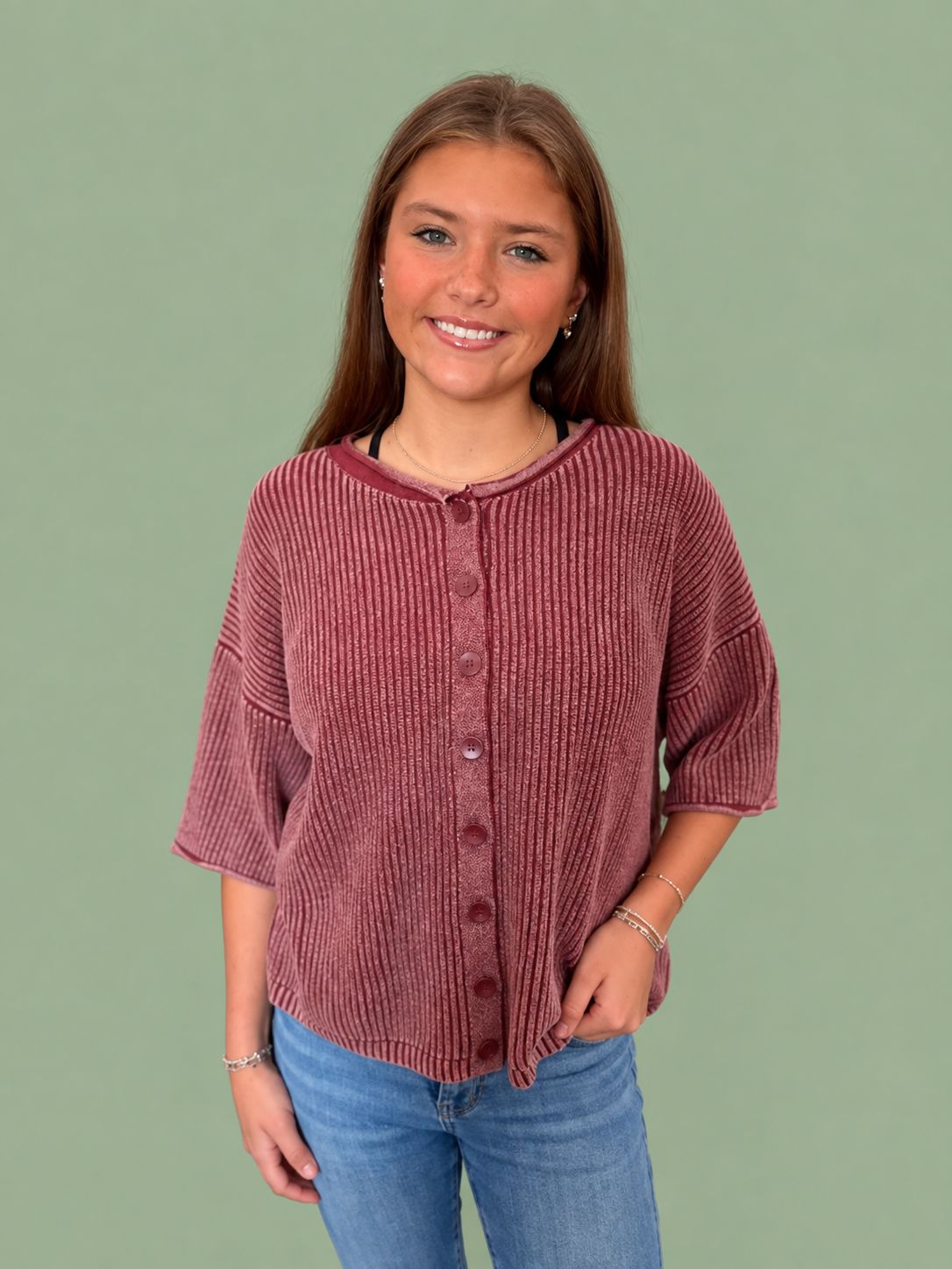 CH Simply Refined Cardi-Burgundy