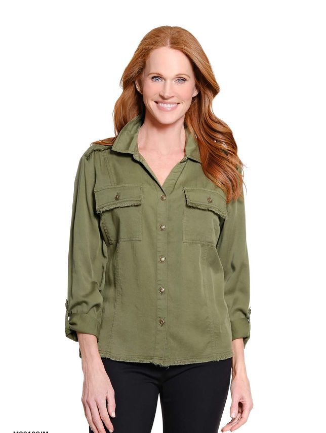 Olive Button Woven Jacket