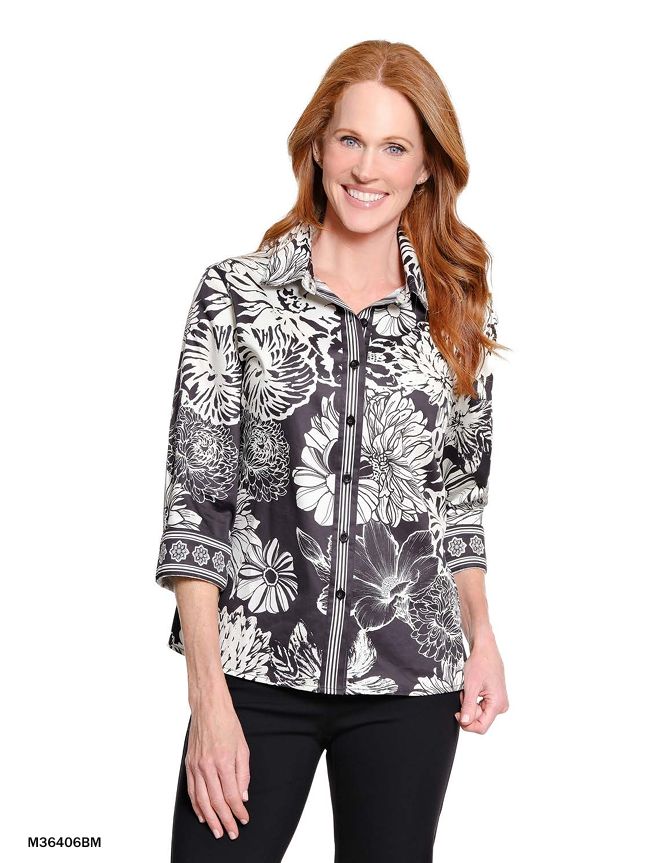 Black Wildflower Woven Top