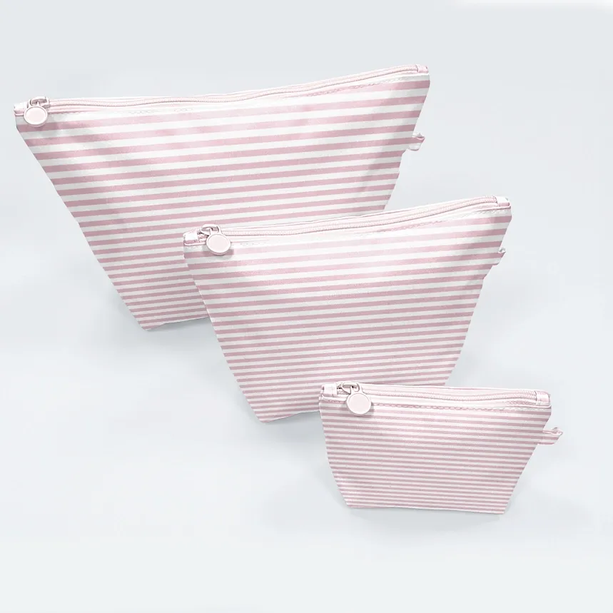 Easy Clean Pouch Set of 3-Pink Stripe