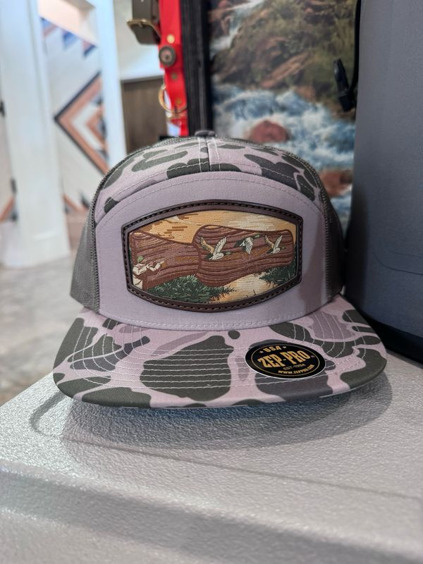 7 Panel OS Green/Camo Hat-Duck Call