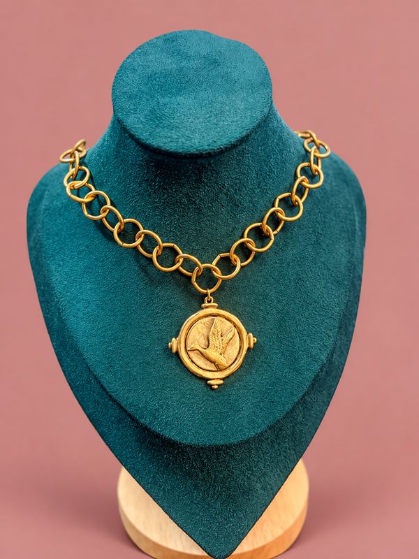 Large Gold Chain Signature Duck Necklace