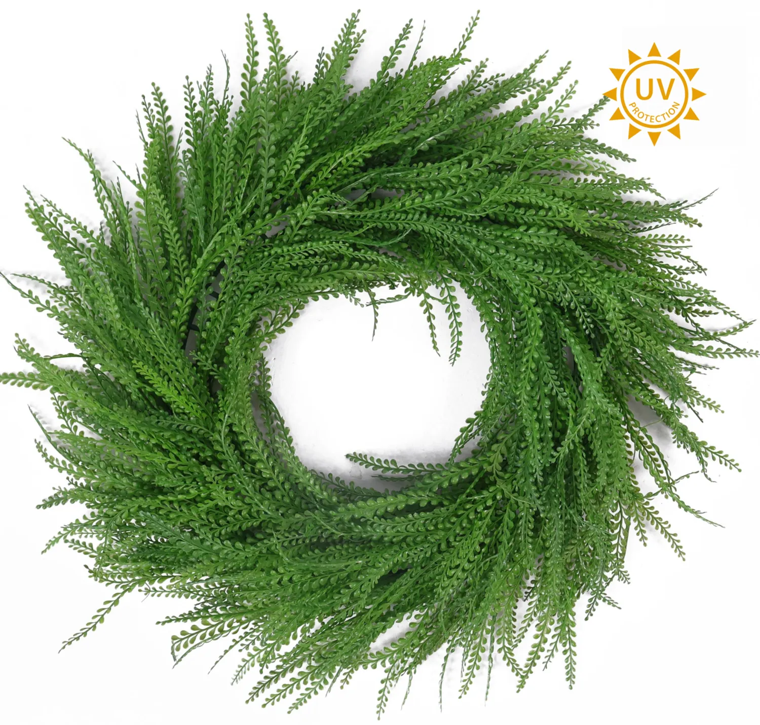 VG 24" Dark Green Bead Grass Round Wreath