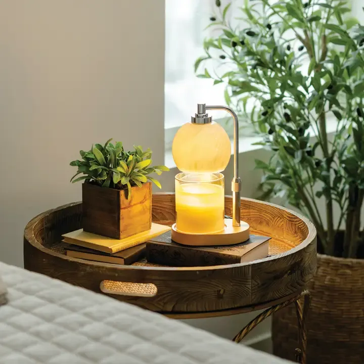 Swirl Brown Glass Candle Warmer Lamp