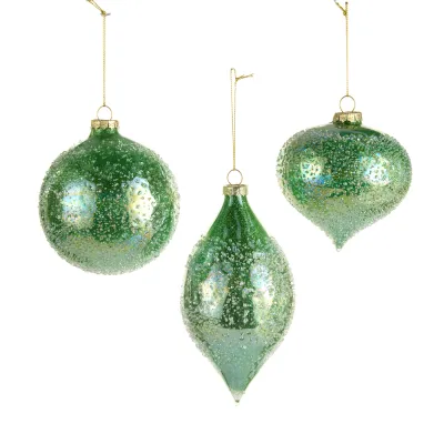 4" Light Green Iced Ornament-Onion Drop