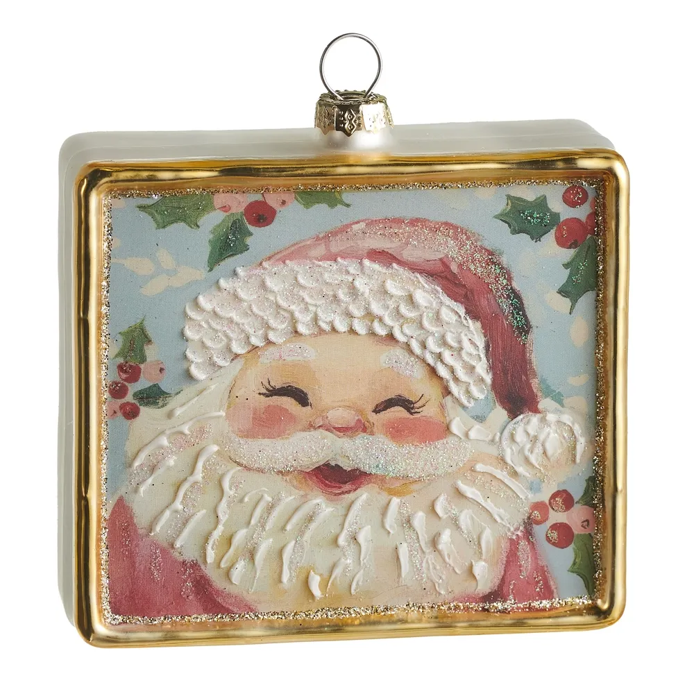 4" Jolly St Nick Square Ornament