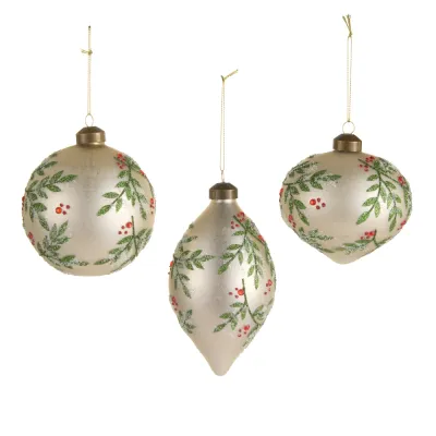 4" Holly Pattern Ornament-Elongated Finial