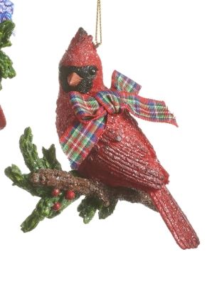 4" Cardinal Ornament-Red Ribbon