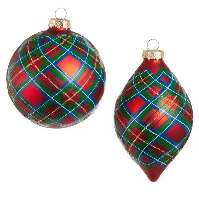 4" Plaid Ornament-Round