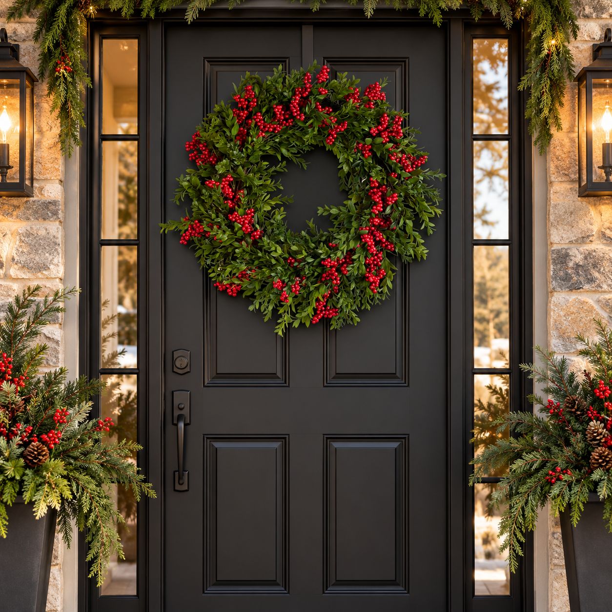 24" Greenery &amp; Berry Wreath