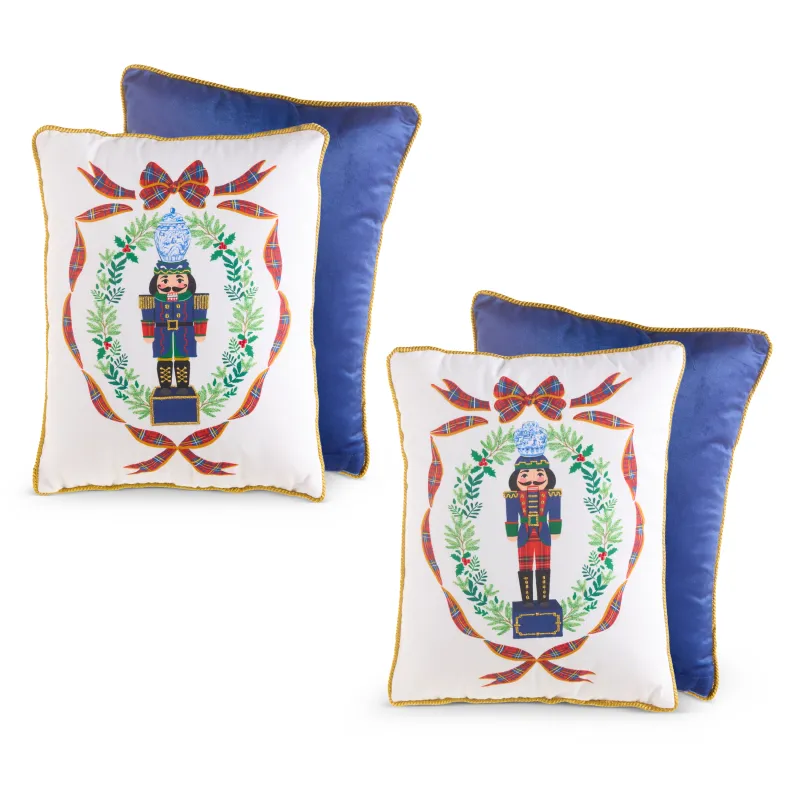 16" Noble Nutcrackers Pillow-Red Plaid