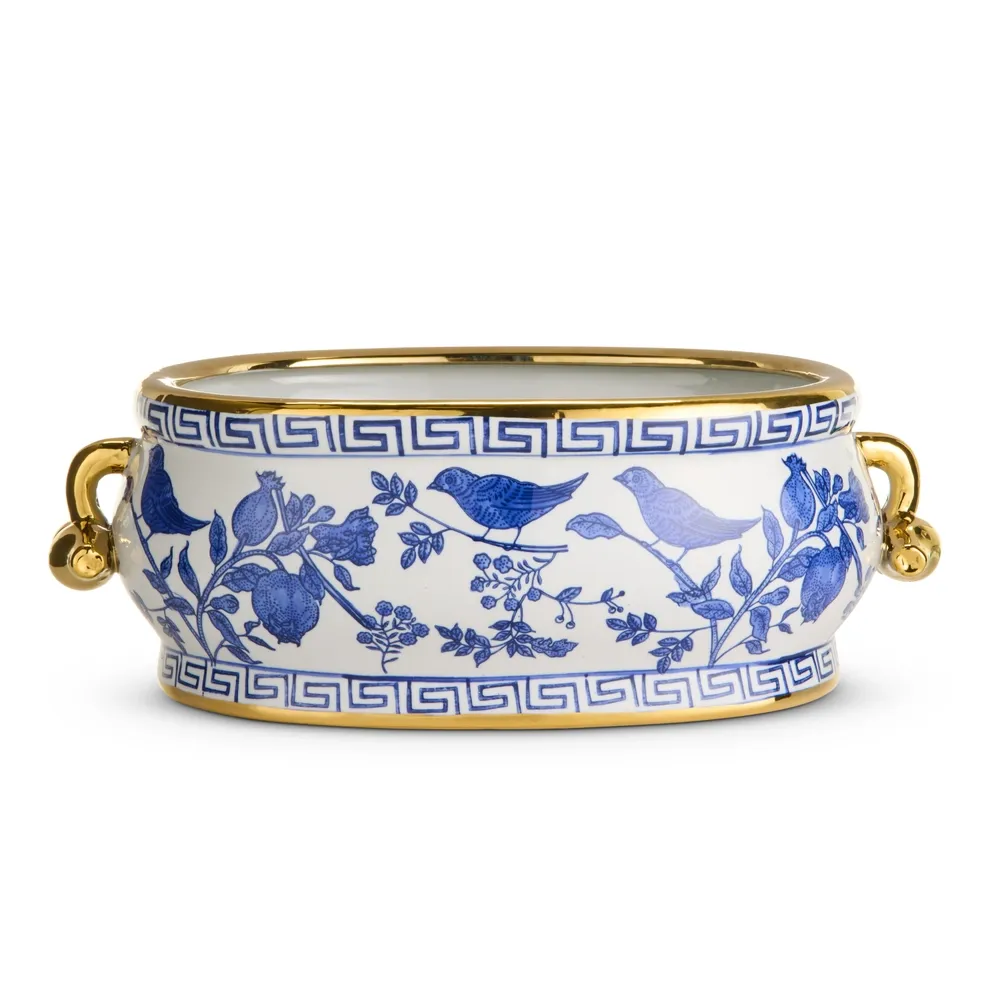 6.5" Blue Bird Planter w Handles