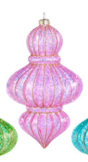 7.5" Bright Glitter Finial Ornament-Pink