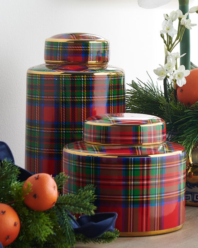 8" Tartan Palid Decorative Jar