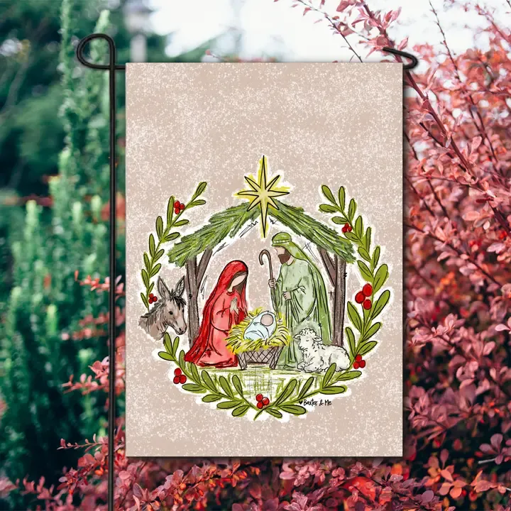 Christmas Nativity Stable Garden Flag