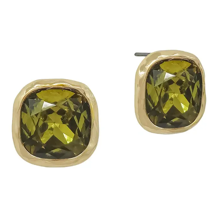VG 16MM Olive Stone Studded Earrings