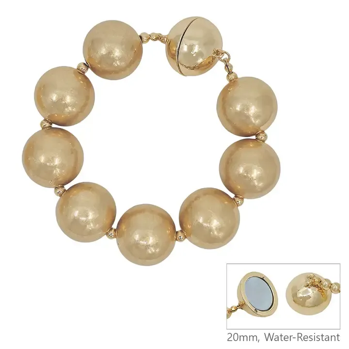 VG 20MM Matte Gold Beaded Magnetic Closure Bracelet