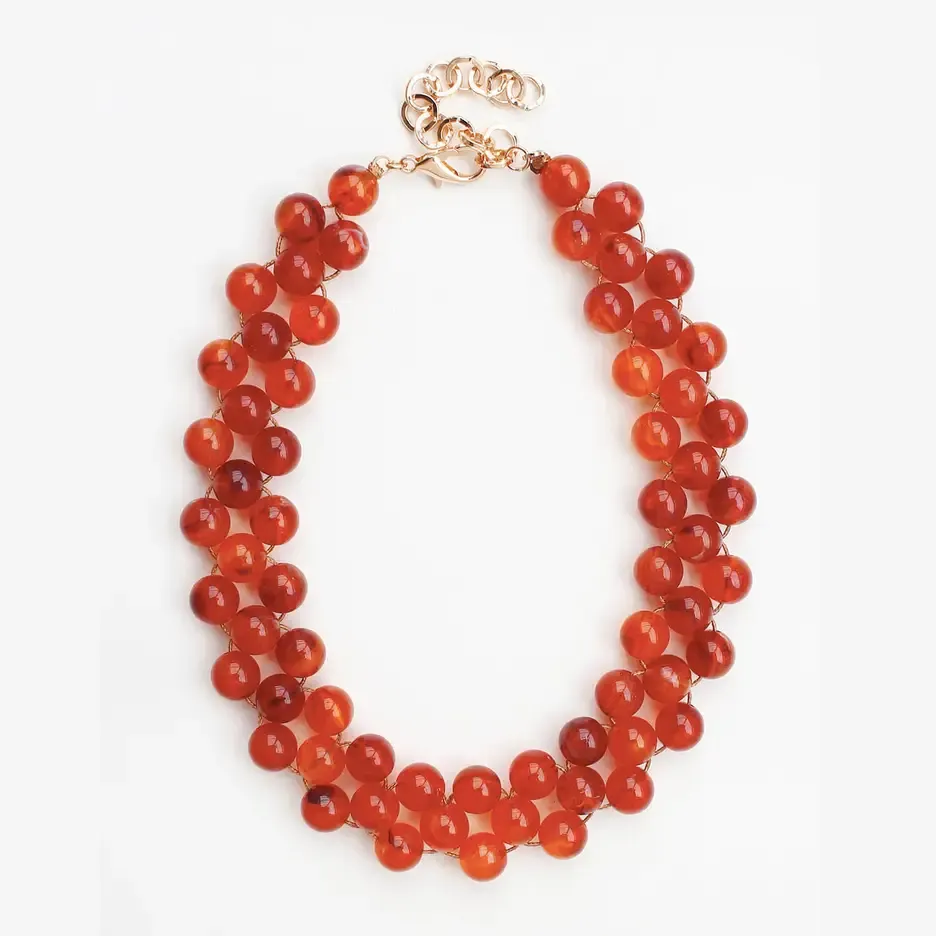 VG Triple Layered Tortise Beaded Chunky Necklace