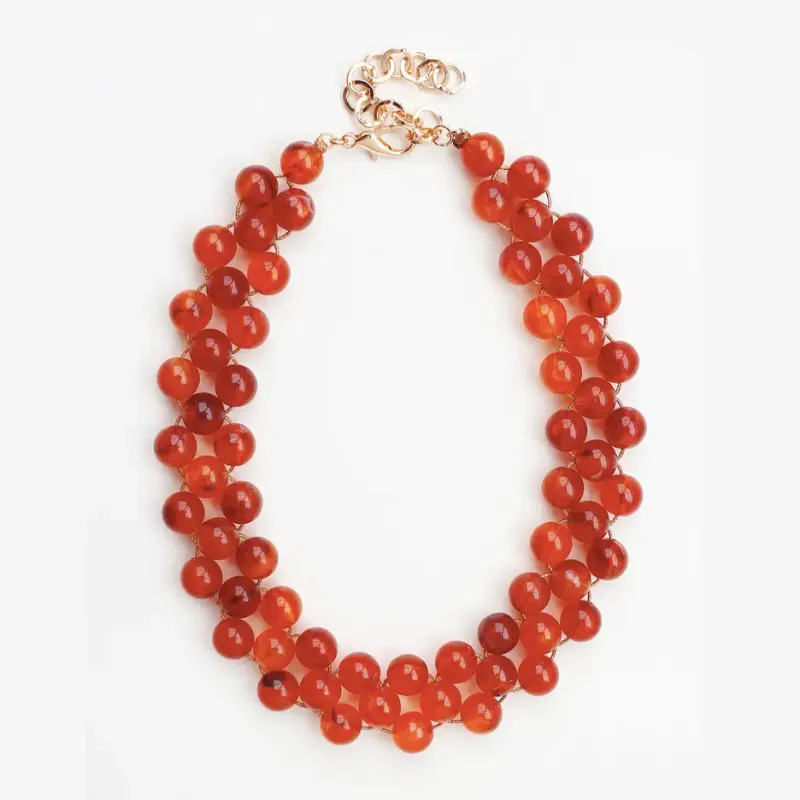 VG Triple Layered Tortise Beaded Chunky Necklace