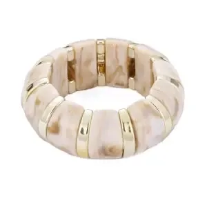 VG Beige Marble Nugget Stretch Bracelet