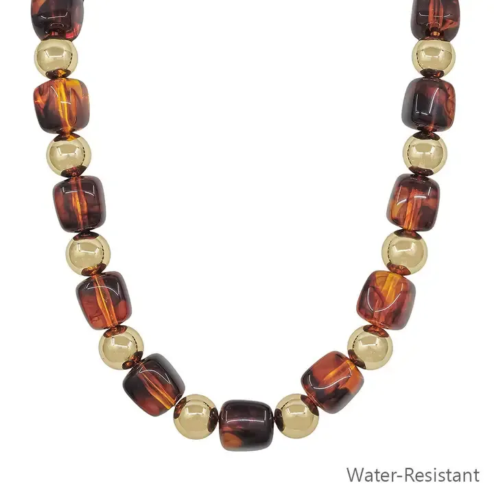 VG Gold and Brown 14MM Beaded Necklace