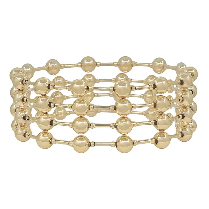 VG Set of 4 6MM Gold Beaded Stretch Bracelet