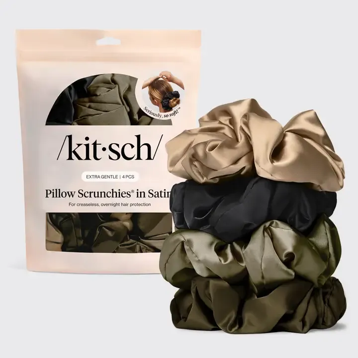 VG Pillow Scruchies in Satin 4pc- Black