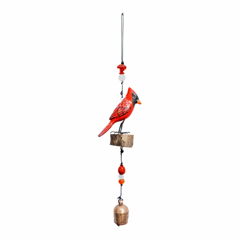VG The Cardinal's Perch Painted Wood Beads &amp; Bell