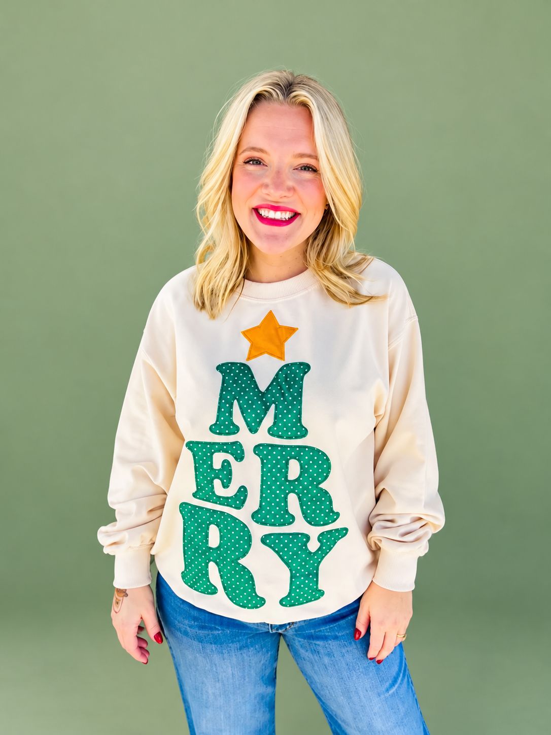 Merry Polka Dot Tree Patch Sweatshirt