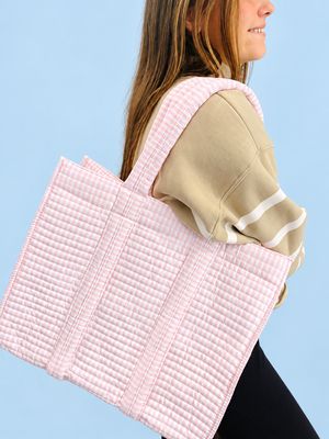 Quilted Go Go Tote-Pimlico Stripe Pink