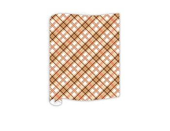 VG Tan/Orange Fall Plaid Table Runner