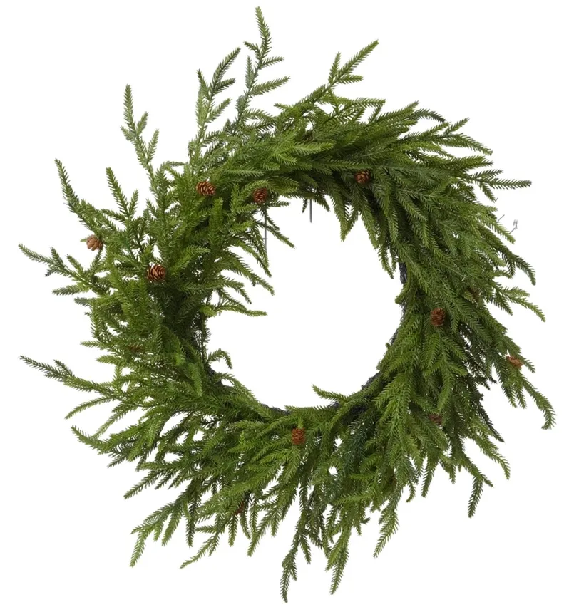 Norfolk Pine Mini Cone Wreath 24"