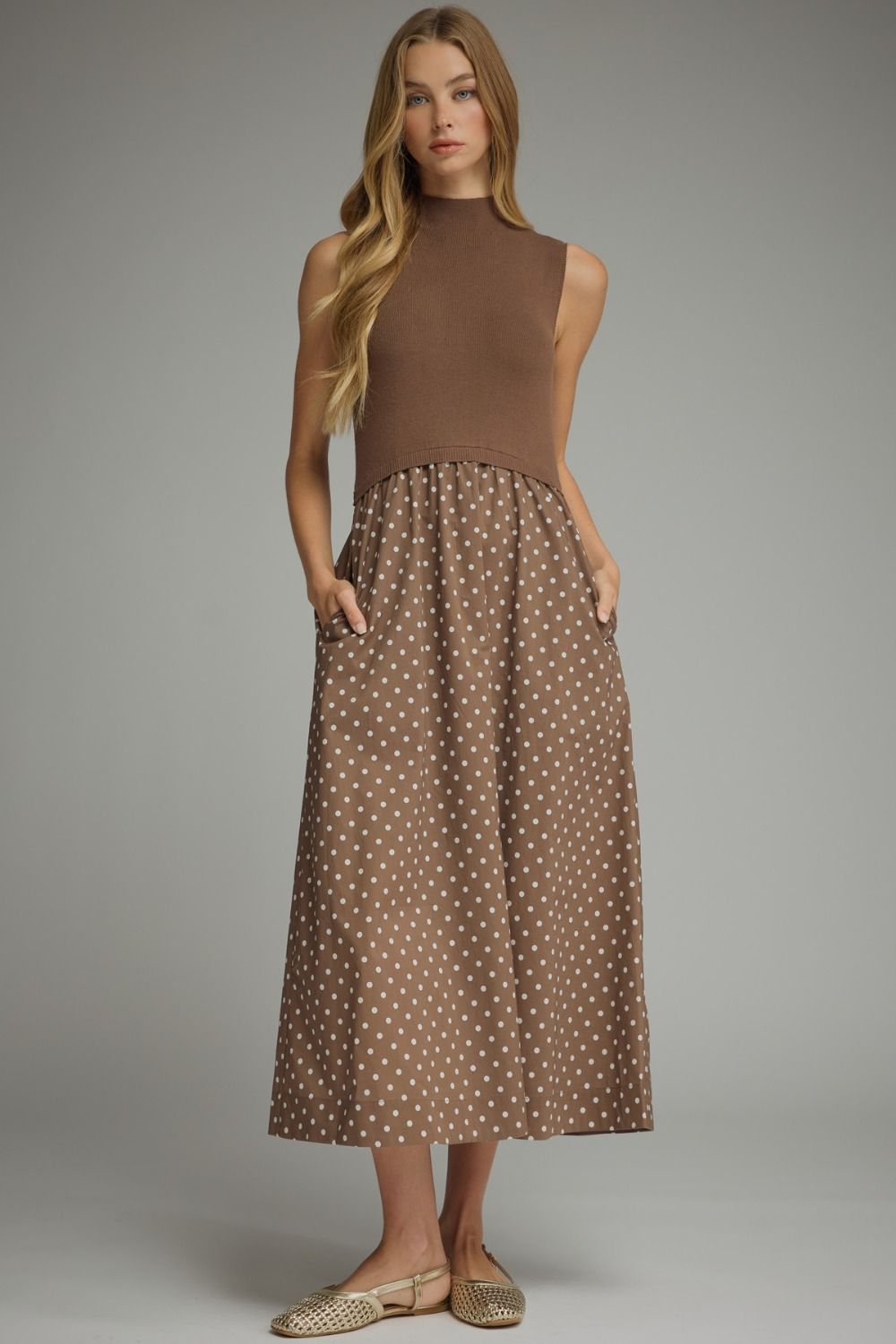 Mocha Polka Dot Dress