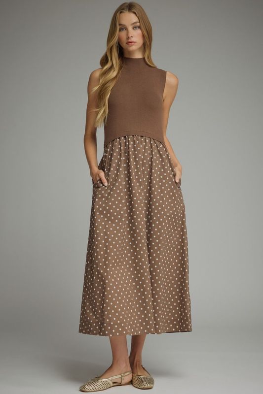 Mocha Polka Dot Dress