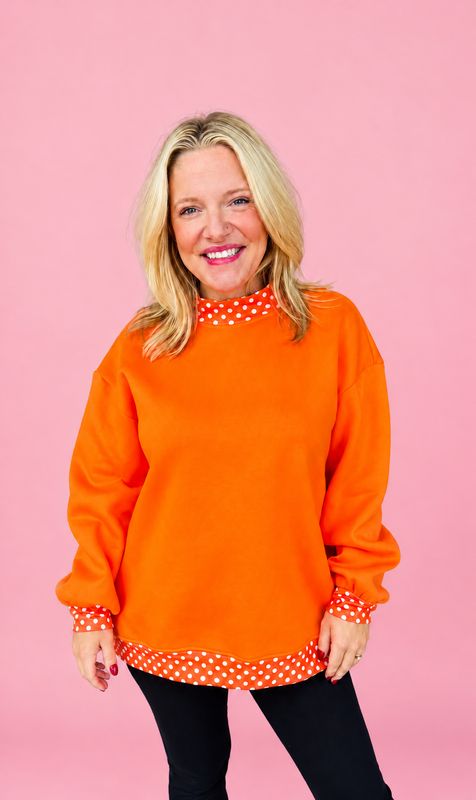 Give It A Dot Mock Neck Sweatshirt