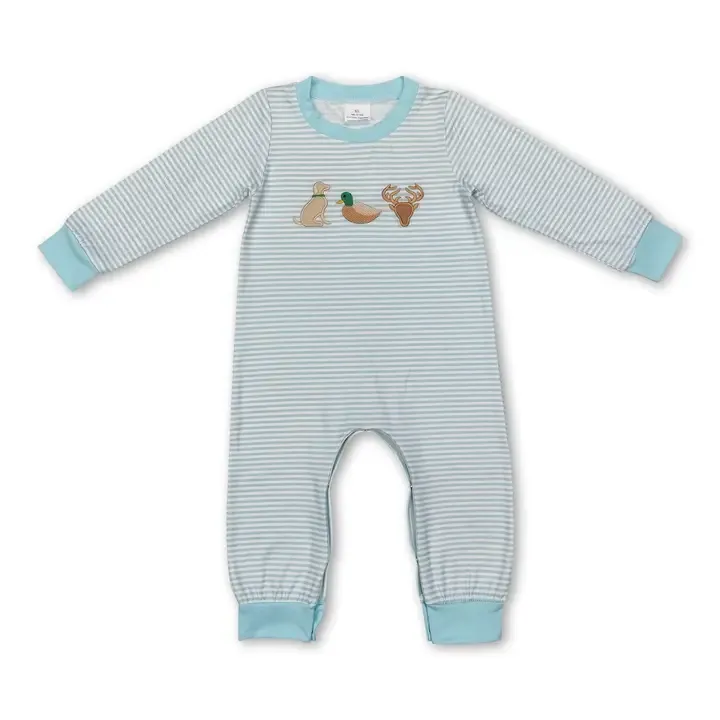 Dog/Duck/Deer Boys Stripe Romper