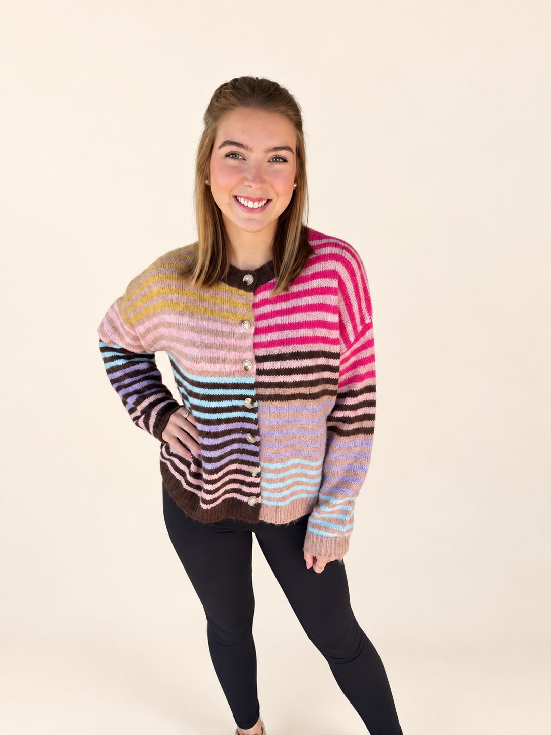 Candy Lane Stripe Mix Cardi