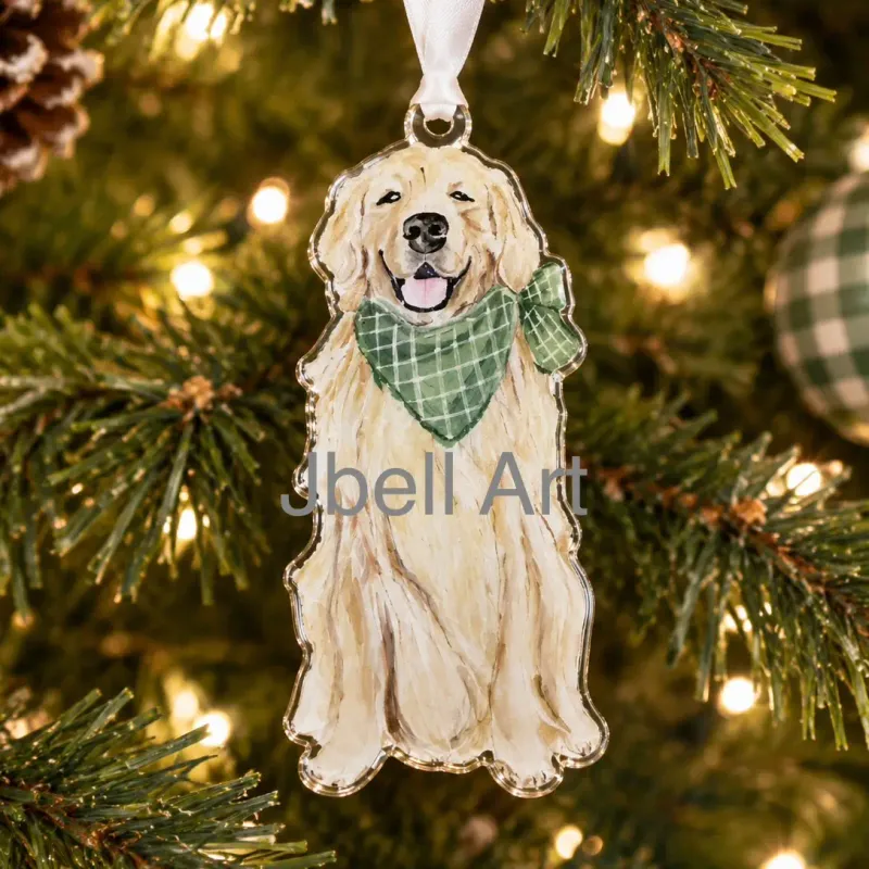VG Watercolor Golden Retriever Dog Acrylic Ornament
