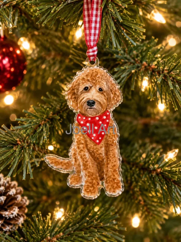 VG Red Goldendoodle Acrylic Ornament