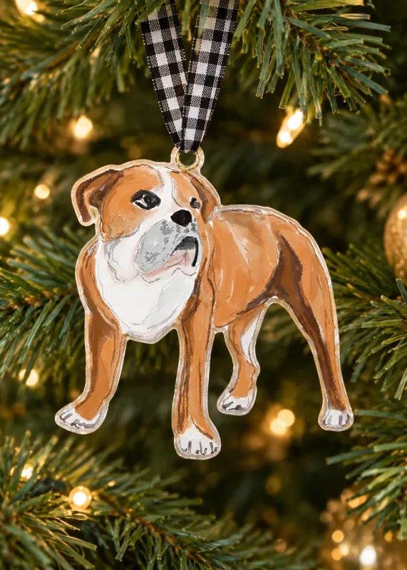 VG Watercolor Bulldog Acrylic Ornament