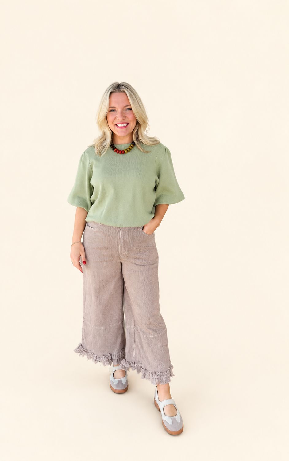 Casually Falling Top-Olive