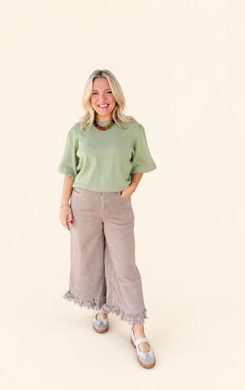 Casually Falling Top-Olive